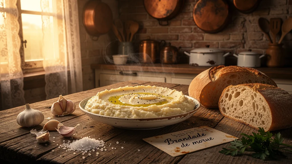 Brandade maison crémeuse dans une cuisine rustique, symbolisant une réconciliation avec la morue oubliée
